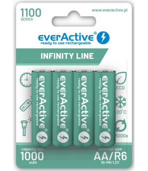 Аккумуляторные батареи EverActive R6/AA Ni-MH 1100 мАч x 4 EVHRL6-1100