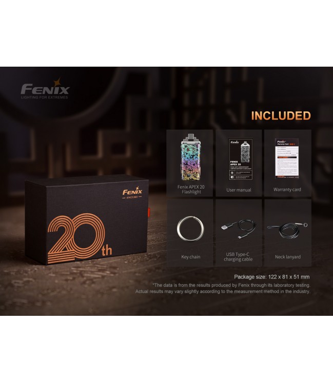 Fenix APEX 20 įkraunamas LED raktų pakabukas – 20-mečio ribotas leidimas