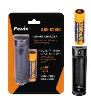 Fenix ARE-X1 įkroviklio ir 18650 2600mAh baterijos komplektas