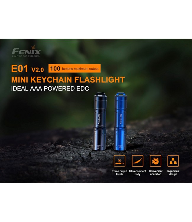 Fenix E01 V2.0 mini EDC žibintuvėlis, mėlynas