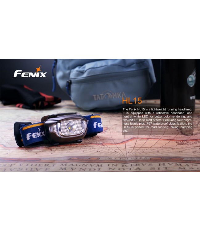 FENIX HL15 žibintuvėlis bėgimui, mėlynas