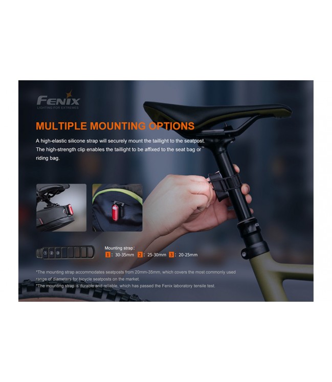 Įkraunamas dviračių galinis žibintas Fenix BC05R V2.0
