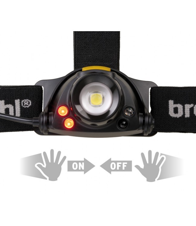 Įkraunamas LED galvos žibintuvėlis su judesio jutikliu ir raudona lempute