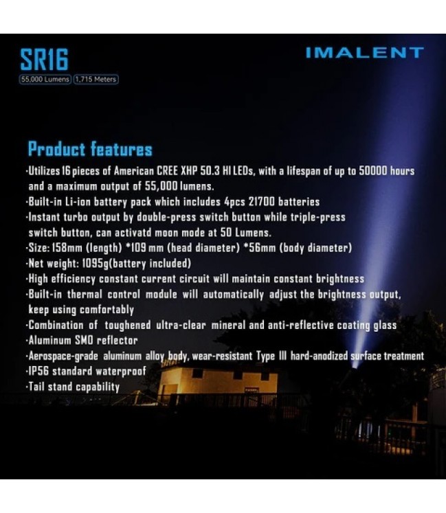 Imalent SR16 55000lm flashlight