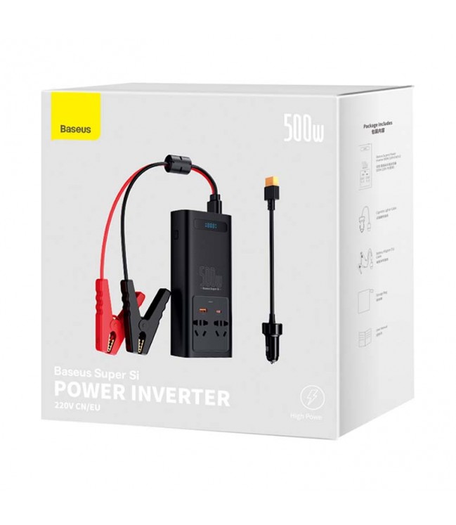 Inverter converter 500W CN/EU Super Si Power, Baseus, Black