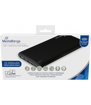MediaRange išorinė baterija USB 25.000 mAh MR754