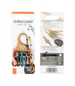 Nite Ize „KeyRack Locker S-Biner“ spalvotas raktų laikiklis su sagtimi ALIUMINIS – KLKA-29BG-R6