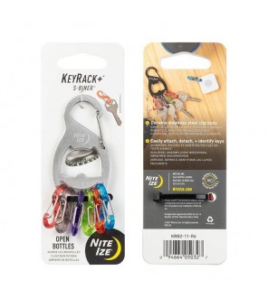 Nite Ize – KeyRack+ S-Biner – Nerūdijančio plieno raktų laikiklis su atidarytuvu – KRB2-11-R6