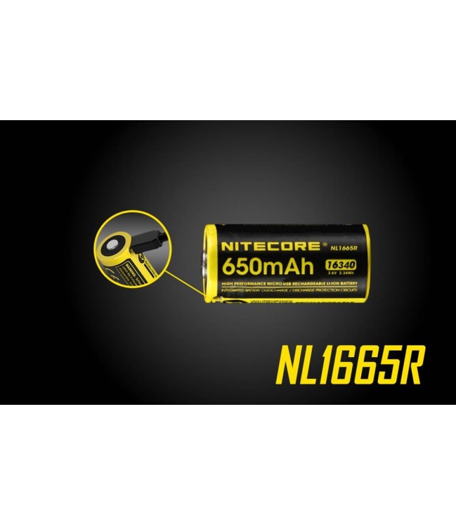 Литий-ионный аккумулятор Nitecore 16340 - 650 мАh, 3,6 В NL1665R