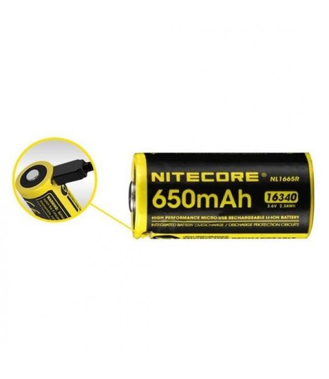 Nitecore Li-Ion battery 16340 - 650mAh 3.6V NL1665R