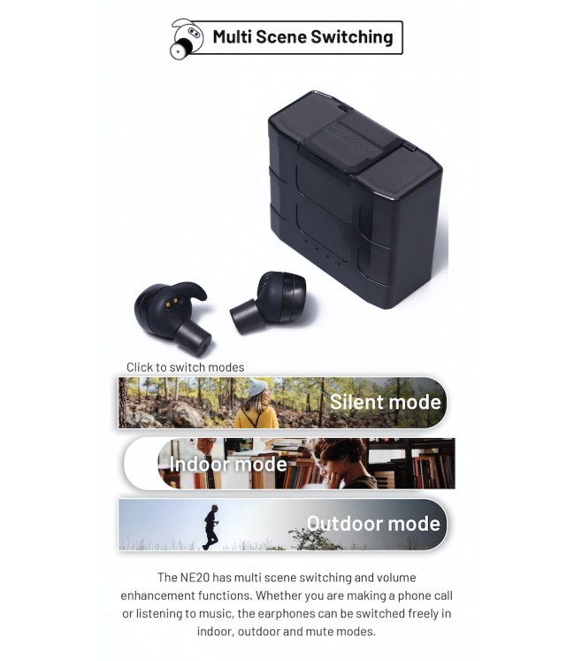 Nitecore NE20 Bluetooth ausinės su apsauga nuo triukšmo