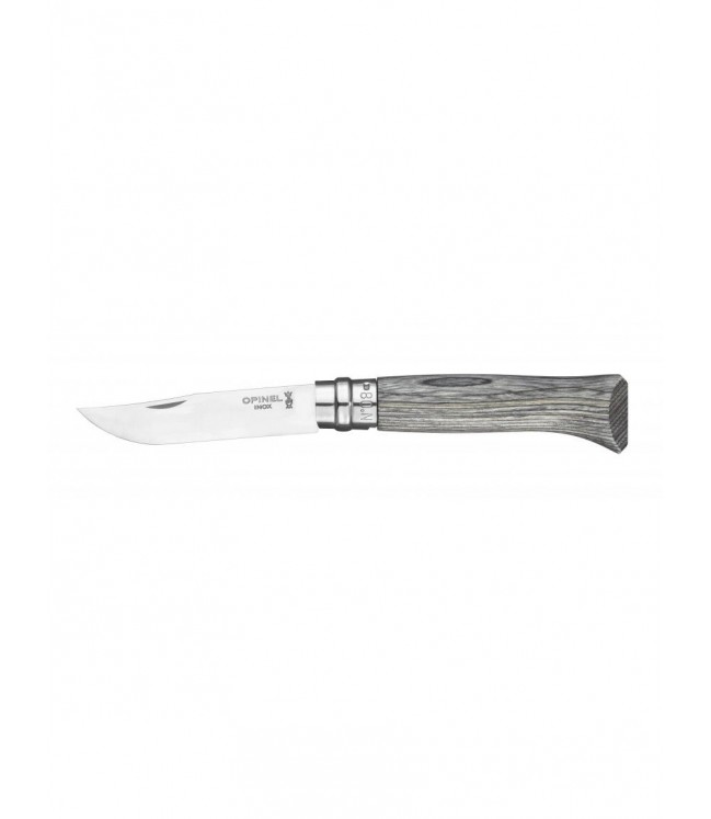 Opinel knife No.8 Laminated Grey with stainless steel blade and grey birch handle
