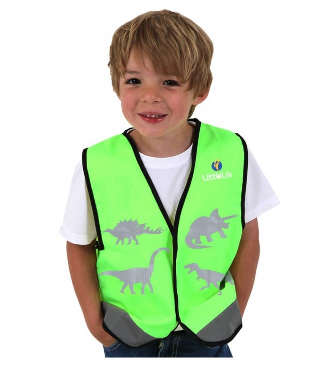 LittleLife Hi Vis Green Dinosaur Reflective Vest for children - S