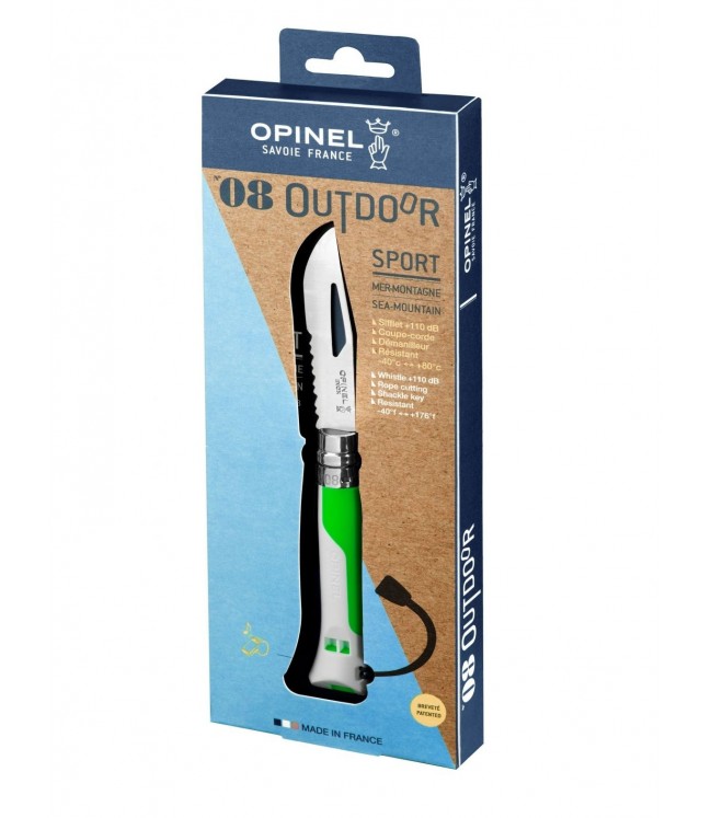 Opinel knife Outdoor No.8 with stainless steel blade - Green