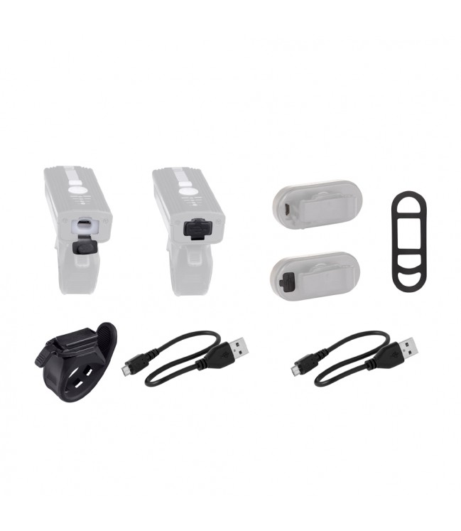 FORCE Futuro headlight kit, USB rechargeable (black)