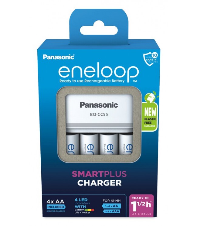 Panasonic Eneloop BQ-CC55 Зарядное устройство + 4 x R6/AA Eneloop 2000mAh BK-3MCDE