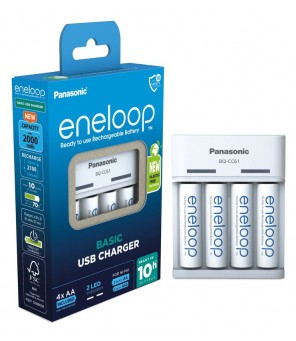 Зарядное устройство USB Panasonic Eneloop BQ-CC61 + 4 x R6/AA Eneloop 2000 мАч