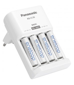 Panasonic Eneloop įkroviklis  BQ-CC51E + 4 vnt R6/AA Eneloop 2000mAh BK-3MCCE įkraunamų baterijų
