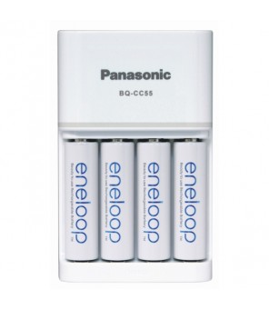 Panasonic Eneloop įkroviklis BQ-CC55 + 4vnt x R6/AA Eneloop 2000mAh BK-3MCCE baterijos