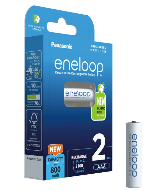 Panasonic Eneloop R03 AAA 800mAh baterija 2 vnt. BK-4MCDE/2BE (blister)