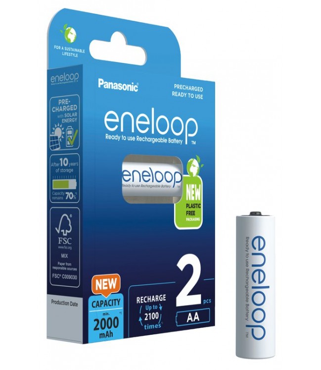 Panasonic Eneloop R6 AA 2000mAh baterija 2 vnt. BK-3MCDE/2BE (blister)