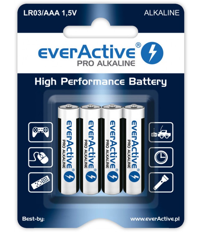 Šarminės AAA baterijos everActive Pro Alkaline LR03   4 vnt