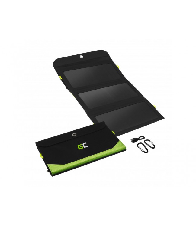 Solar Charger Green Cell GC SolarCharge 21W - Solar Panel with 10000mAh power bank function USB-C Power Delivery 18W USB-A QC