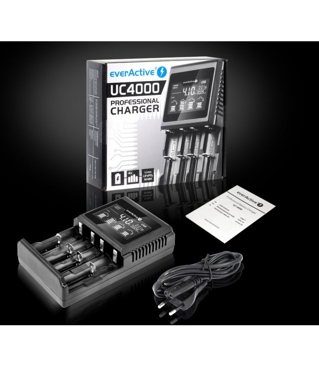 Universal charger for cylindrical Li-ion and Ni-MH batteries everActive UC-4000