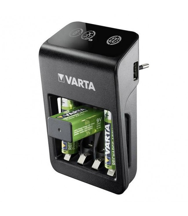 Universal charger Varta LCD Plug-Plus with 4 AA 2100 mah batteries 4-channel PP3 57687