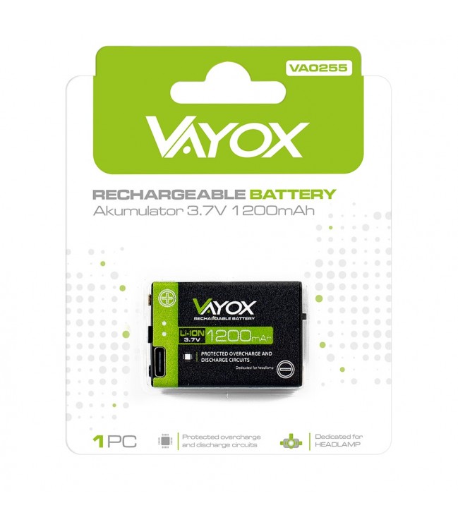 Аккумулятор Vayox 3,7 В 1200 мАh для фонарей VA0255