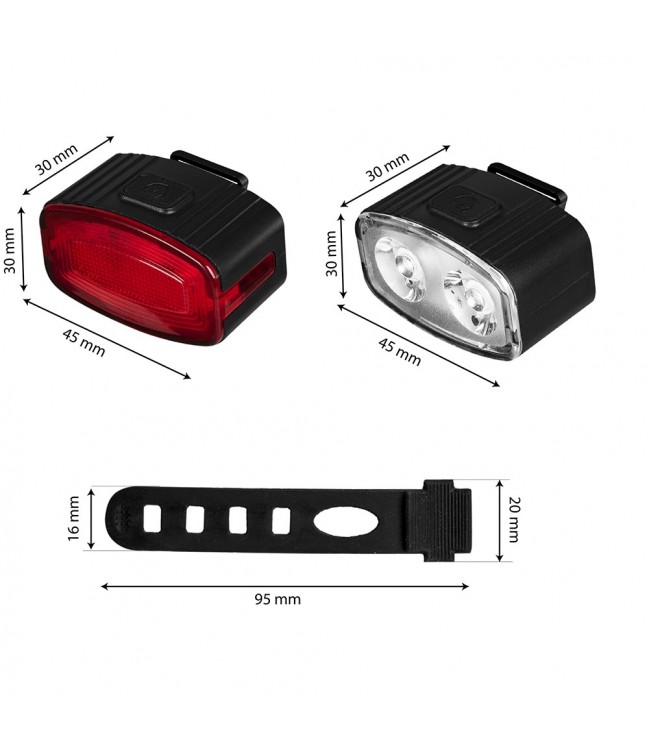 Vayox Комплект велосипедных фонарей передний 2*LED + задний 12*LED VA0155