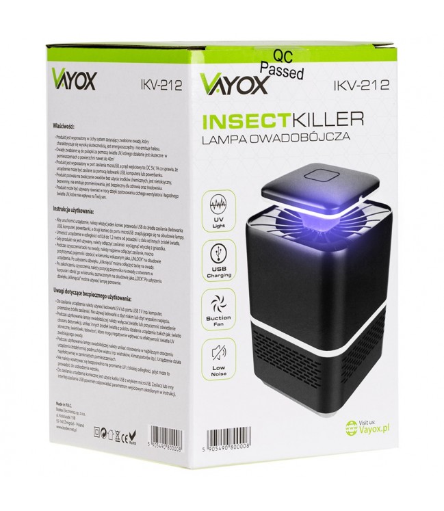VAYOX lempa - vabzdžių gaudyklė USB IKV-212