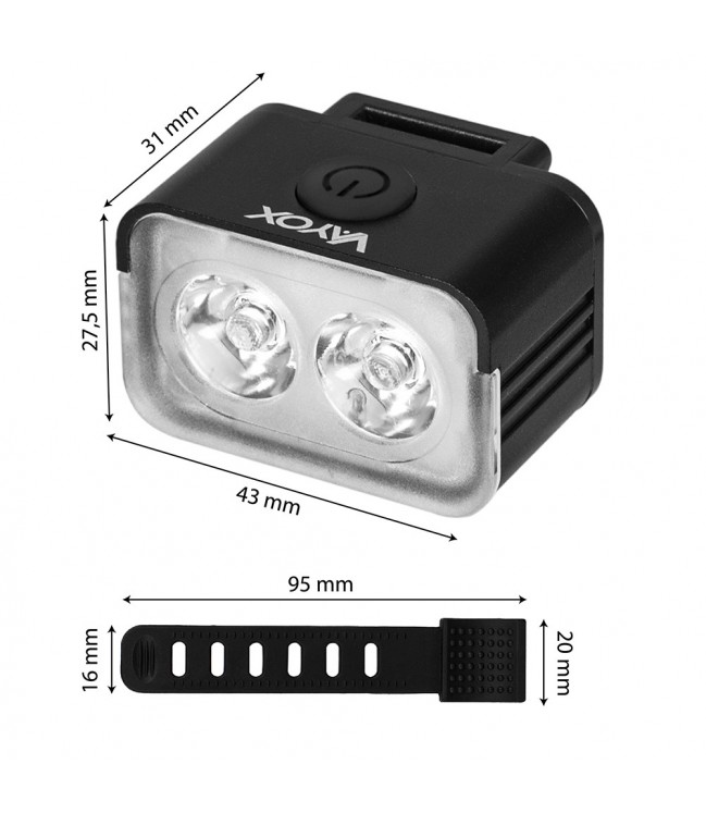 Vayox Front bike light 300lm 2*LED USB-C VA0153