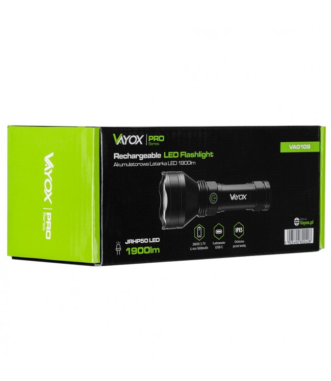 Vayox Pro Series Tactical LED Flashlight 1900lm VA0109