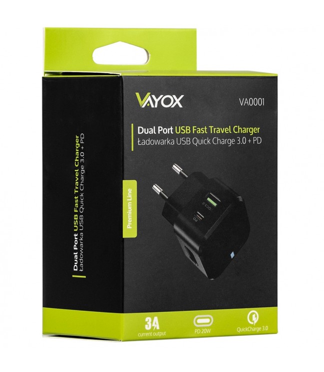 Vayox USB įkroviklis 3.0 + PD 20W premium line VA0001