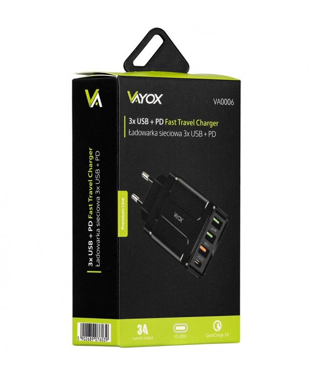 Vayox USB charger 3.0 + PD 32W premium line VA0006