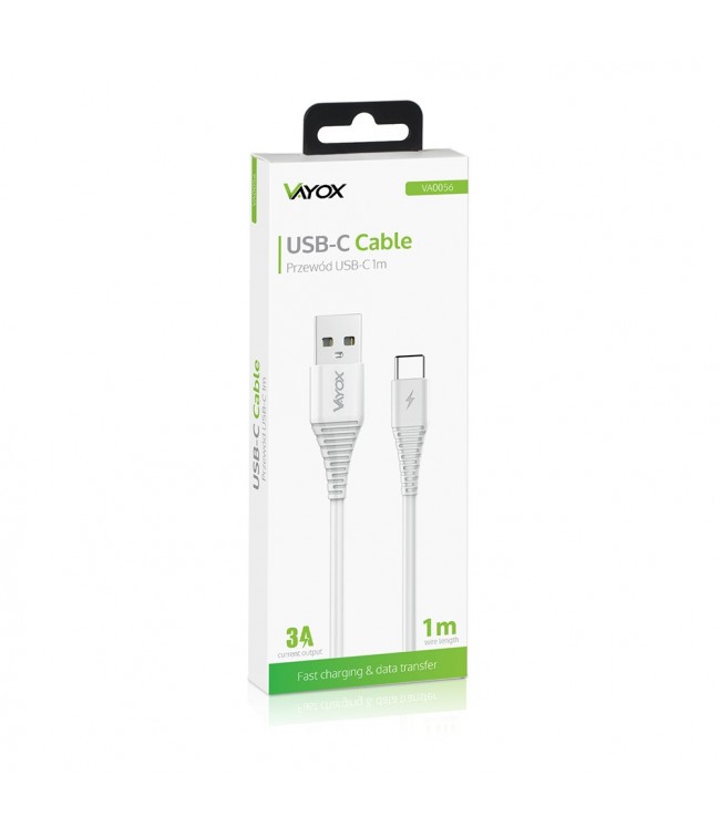 Vayox VA0056 USB laidas - USB C tipo 1m ilgio Baltas