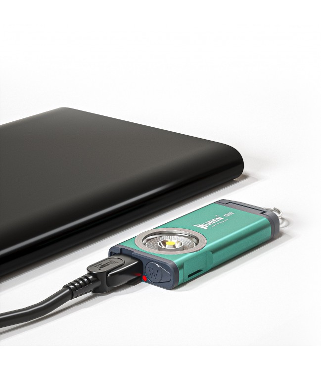 Wuben G2 žibintuvėlis prie raktų 500lm USB Type C Žalias