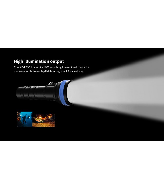 XTAR D06 1200lm flashlight for diving
