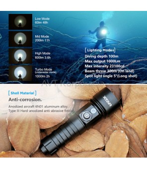 XTAR D26W flashlight for diving