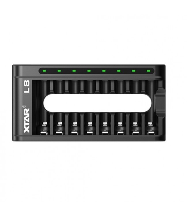 XTAR L8 AA/AAA įkroviklis 1.5V Li-ION/NiMH, 8 kanalai, USB-C