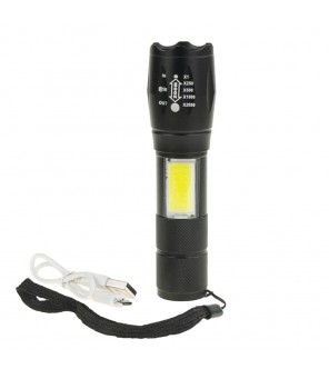 Flashlight LED ZOOM USB XPE COB
